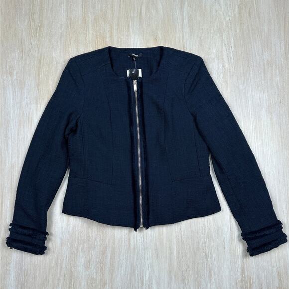 NWT Premise Navy Night Life Tweed Full Zip Preppy Chic Office Blazer Jacket 4 - Picture 1 of 13
